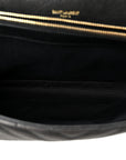 Sheepskin Matelasse Chevron Monogram Large College Satchel Black