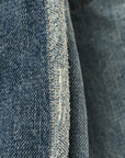 Washed Frayed Denim Logo Medium Hardware Tote Blue