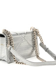 Metallic Patent Micro-Cannage Small D1ORama Flap Bag Silver
