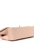 Caviar Quilted Jumbo Double Flap Light Beige