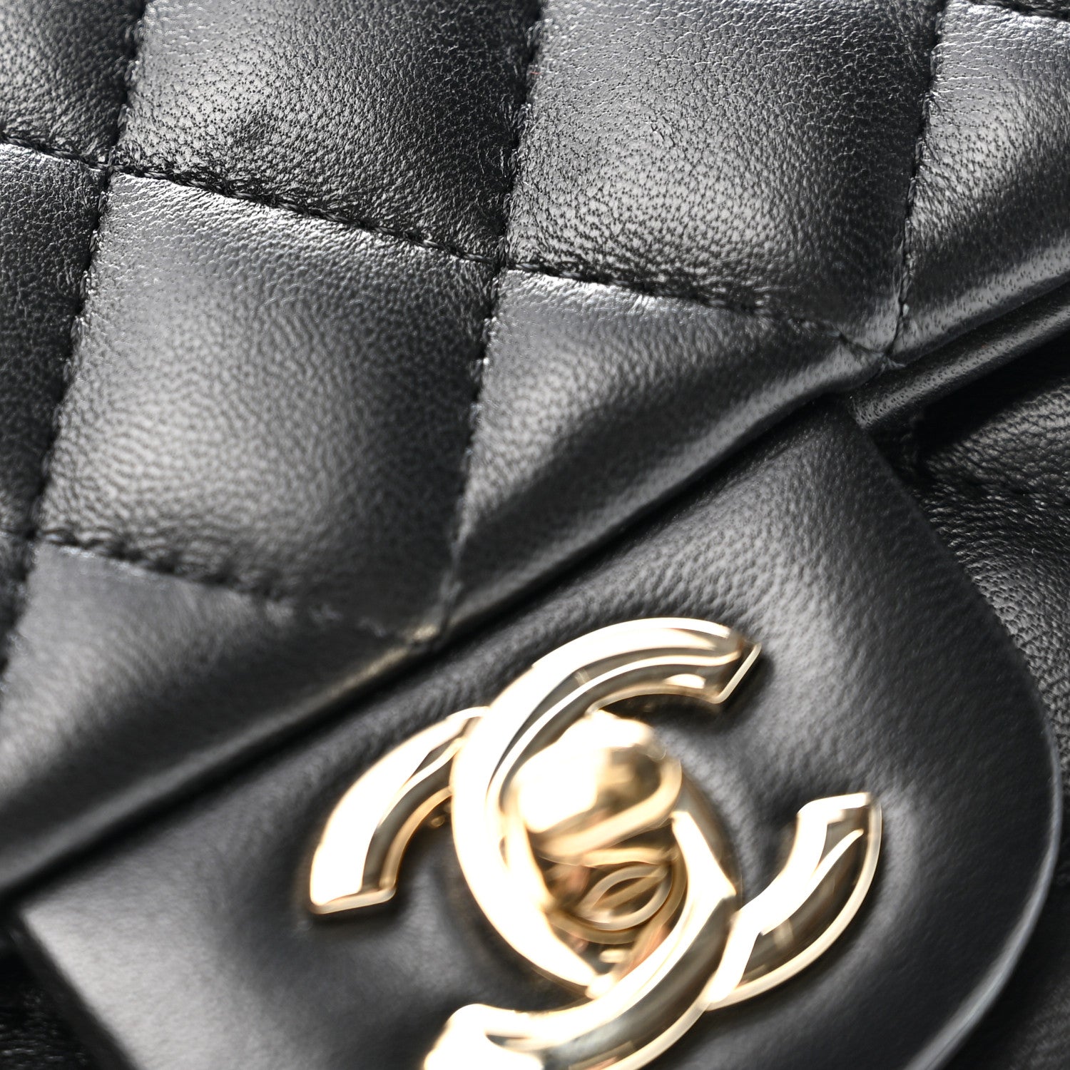 Lambskin Quilted Mini Square Flap Black