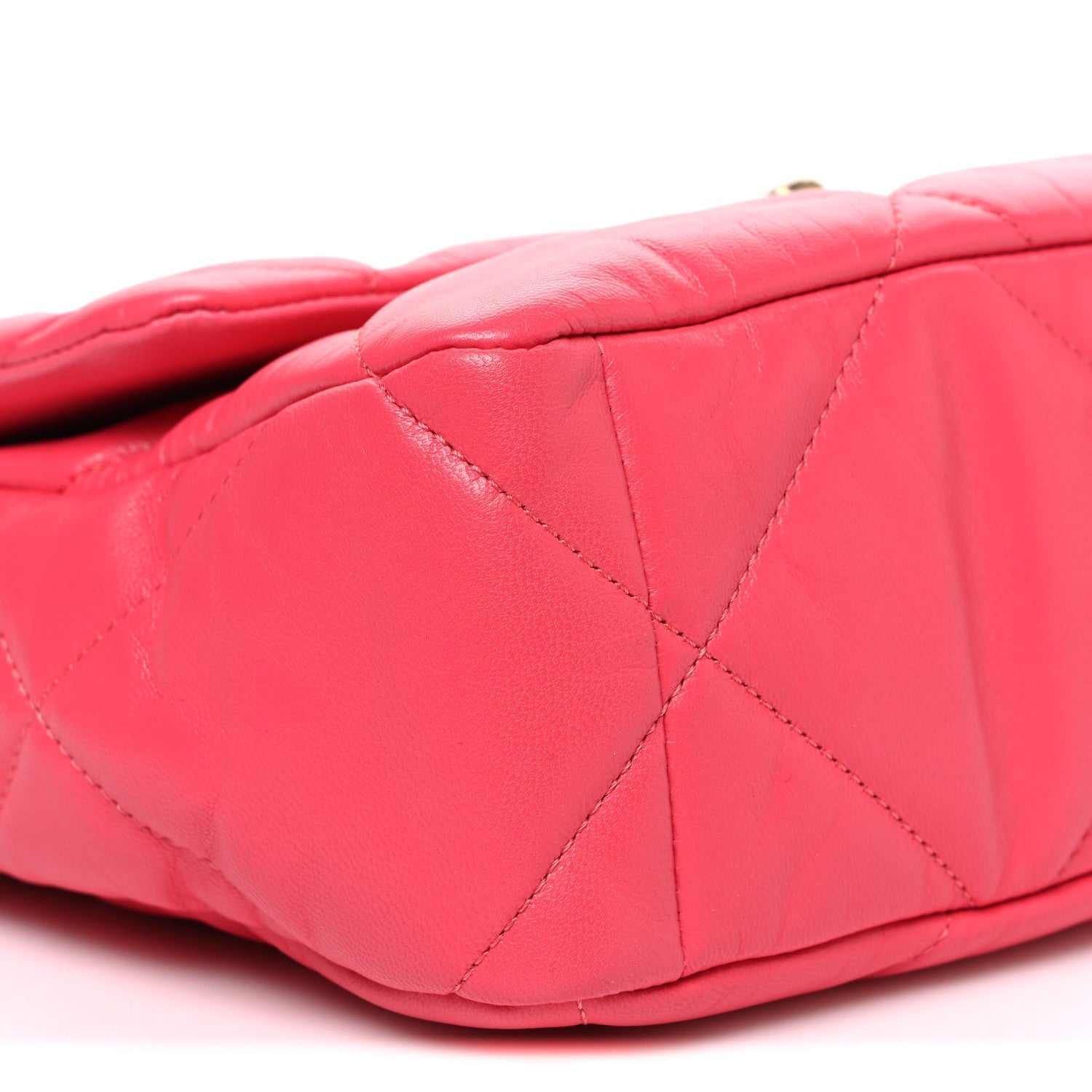 Lambskin Quilted Large CHNL 19 Flap Dark Pink