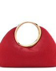 Pony Hair Le Petit Calino Ring Top Handle Bag Red