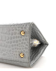 Crocodile Embossed Calfskin Mini Frances Tote Cloud Grey