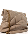 Lambskin Quilted Small Loulou Puffer Monogram Chain Satchel Dark Beige