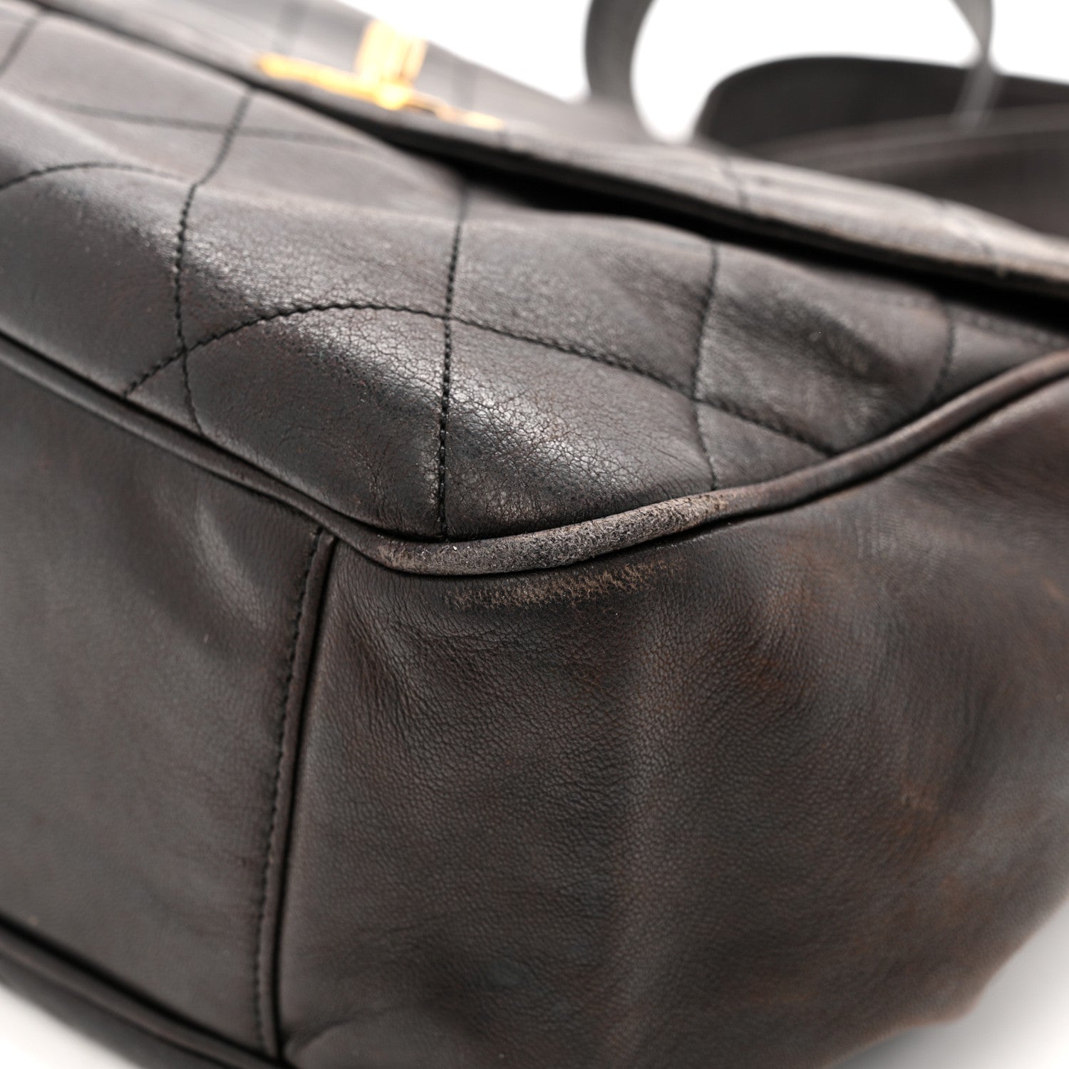 Lambskin Quilted Flap Shoulder Bag Black