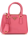 Saffiano Lux Micro Galleria Double Zip Tote Peonia