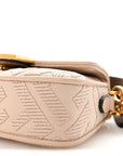 Canvas Vitello King Bi-Color Strap FF Embroidered Mini Baguette Poudre