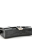 Shiny Calfskin Crocodile Embossed Hourglass Chain Bag Gris