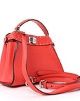 Vitello Granato Camoscio Selleria Macro Stitchings Mini Peekaboo I SEE U Satchel Tullipano