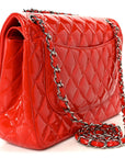 Patent Quilted Jumbo Double Flap Red