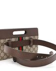 GG Supreme Monogram Textured Dollar Calfskin Web Ophidia Slip Handle Belt Bag 90 36 Beige Ebony New Acero