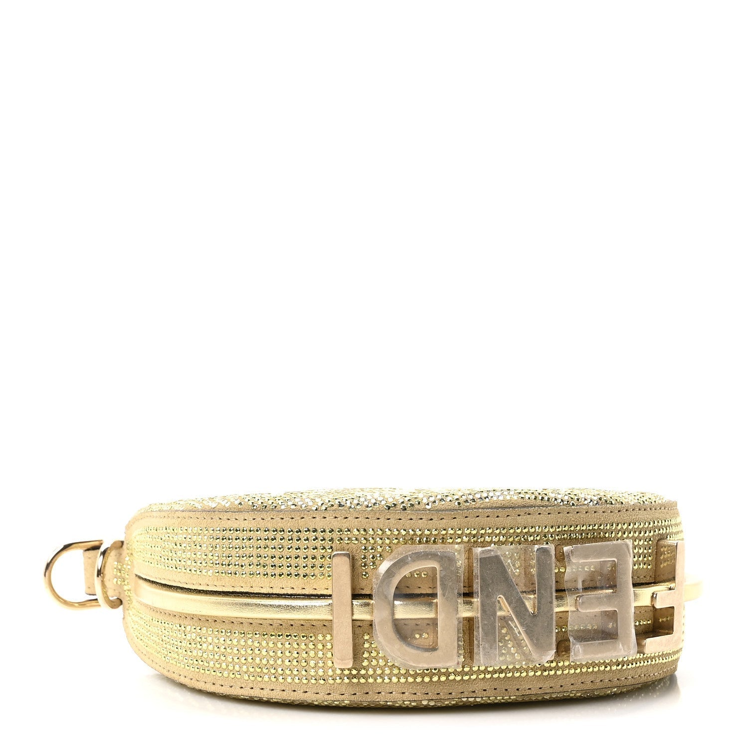 Crystal Vitello Laminato Suede FF Nano FNDIgraphy Hobo Bag Platino