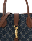 New Denim GG Monogram Dollar Calfskin Medium Jackie 1961 Tote Blue Tea Cuir Epilog