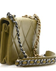 Lambskin Quilted CHNL 19 Wallet On Chain WOC Green