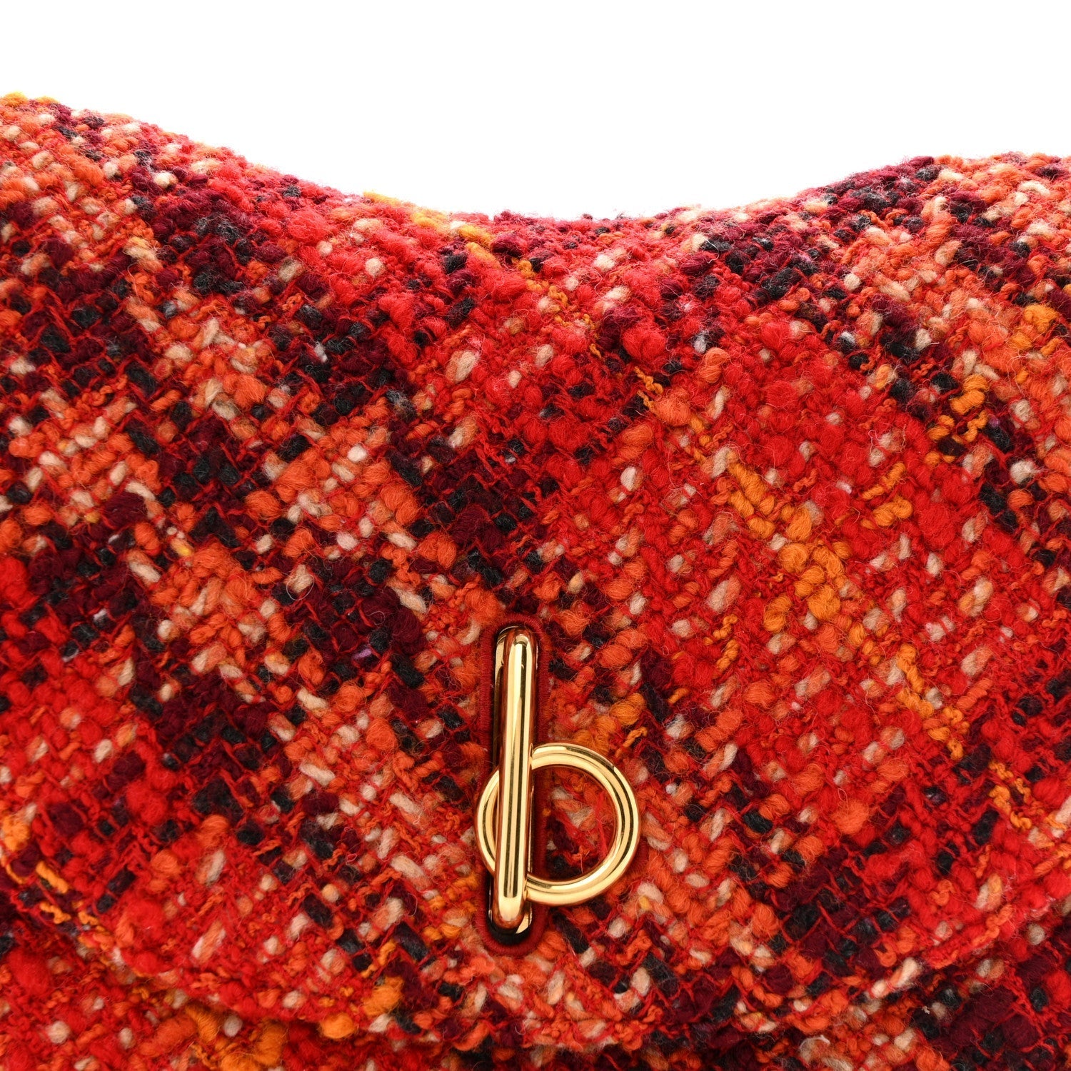 Tweed Check Medium Rocking Horse Crossbody Red Black