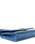 Lambskin Quilted CHNL 19 Wallet On Chain WOC Blue