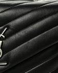 Calfskin Y Quilted Monogram Medium Loulou Chain Satchel Black