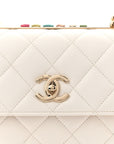 Lambskin Lacquered Quilted Small Trendy CC Dual Handle Flap Bag White