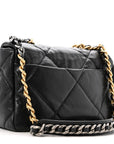 Goatskin Quilted Medium CHNL 19 Flap Black