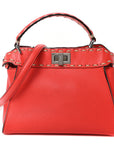 Vitello Granato Camoscio Selleria Macro Stitchings Mini Peekaboo I SEE U Satchel Tullipano