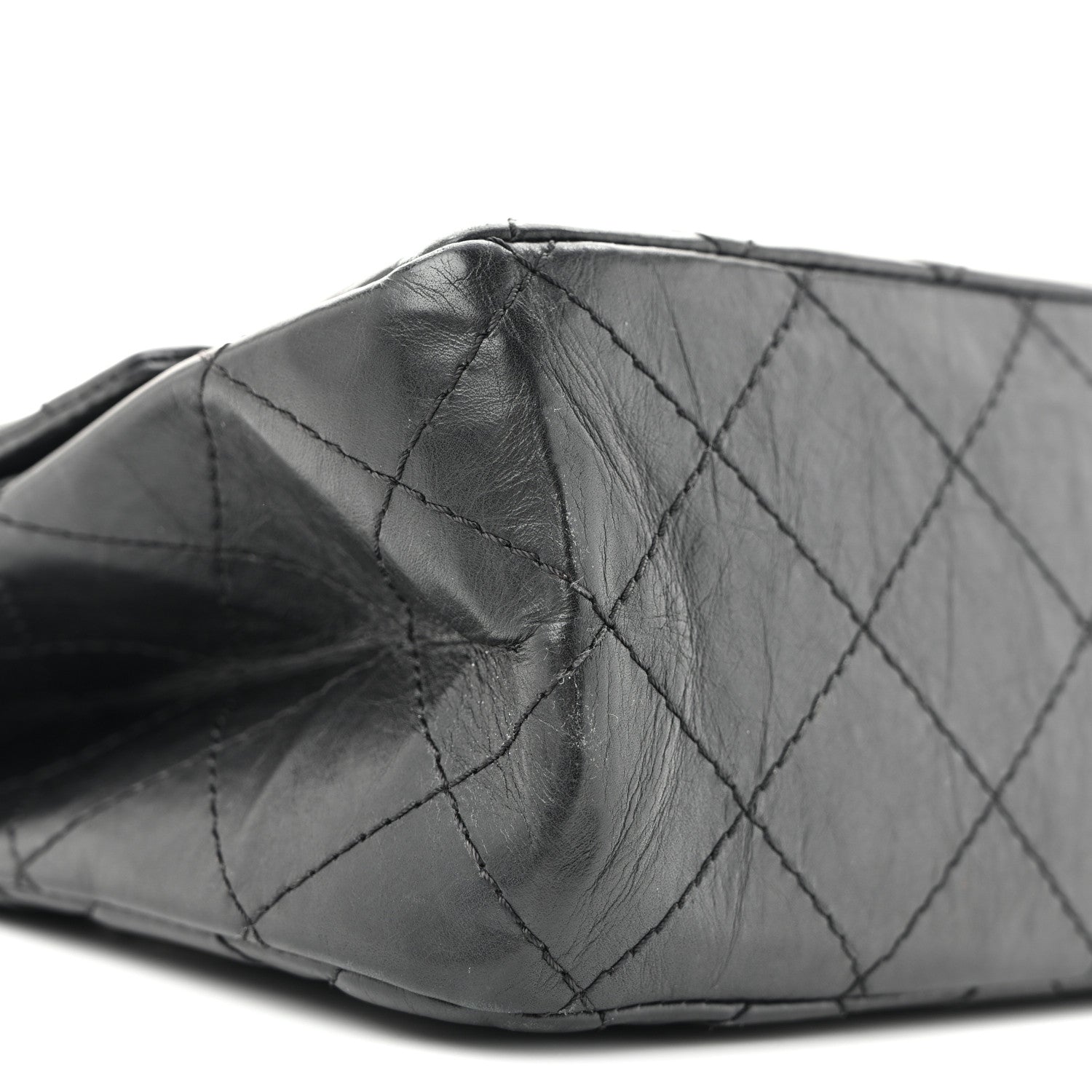 Aged Calfskin Quilted 2.55 Reissue 227 Flap Black