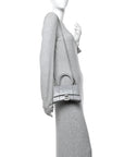 Shiny Calfskin Crocodile Embossed Hourglass Top Handle Bag XS BLCG Grey