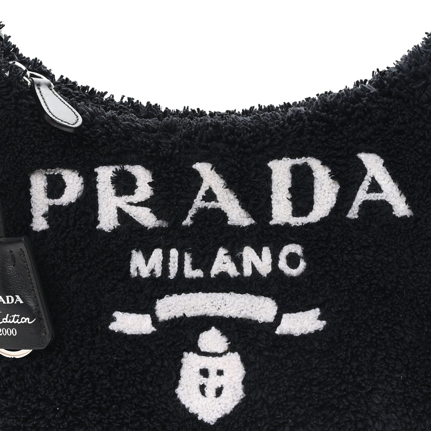 Terry Cloth Mini Re-Edition 2000 Bag Black White
