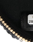 Wool Tweed Lambskin Quilted CHNL 19 Round Clutch With Chain and Coin Purse Black White