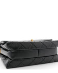 Calfskin Quilted Belt Chain Flap Black