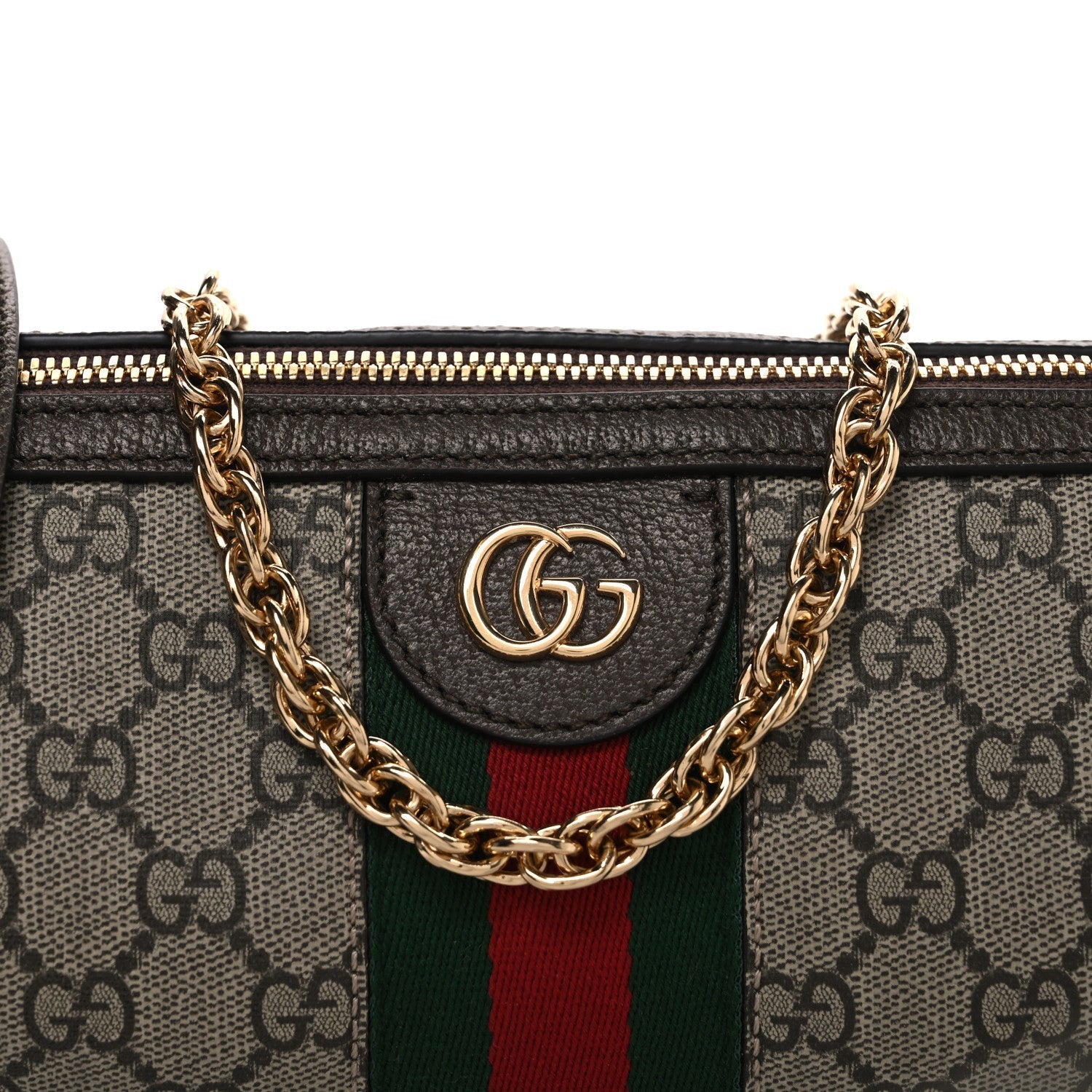 GG Supreme Monogram Textured Dollar Calfskin Web Small Ophidia Blondie Barrel shoulder Bag Beige New Acero