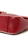 Azalea Calfskin Enamel Matelasse Diagonal Small Torchon GG Marmont Shoulder Bag New Cherry Red Wild Rose