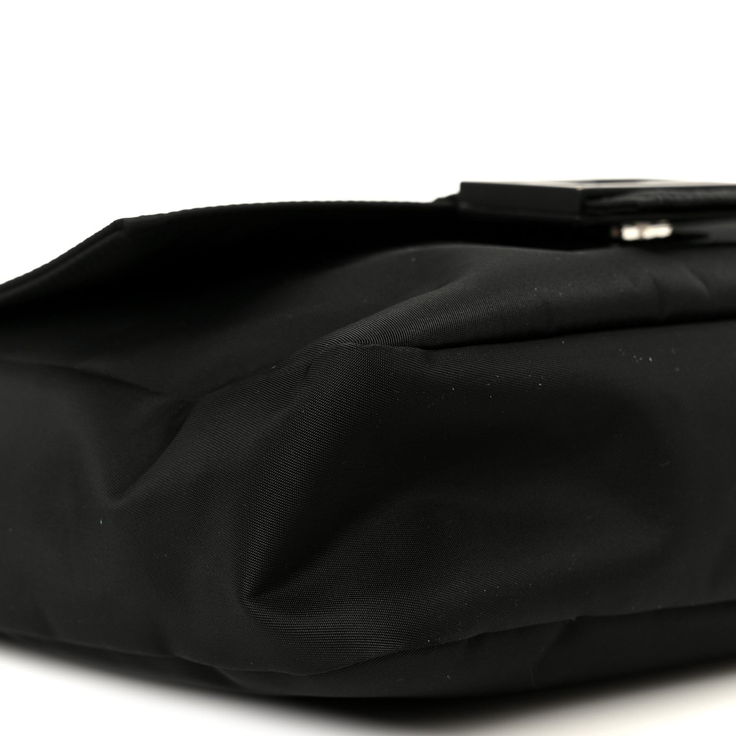 Econyl Nylon Cuoio Romano Monochrome Medium Baguette Messenger Bag Black