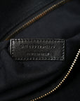 Embroidered Cotton Linen Rive Gauche Noe Tote Black Beige