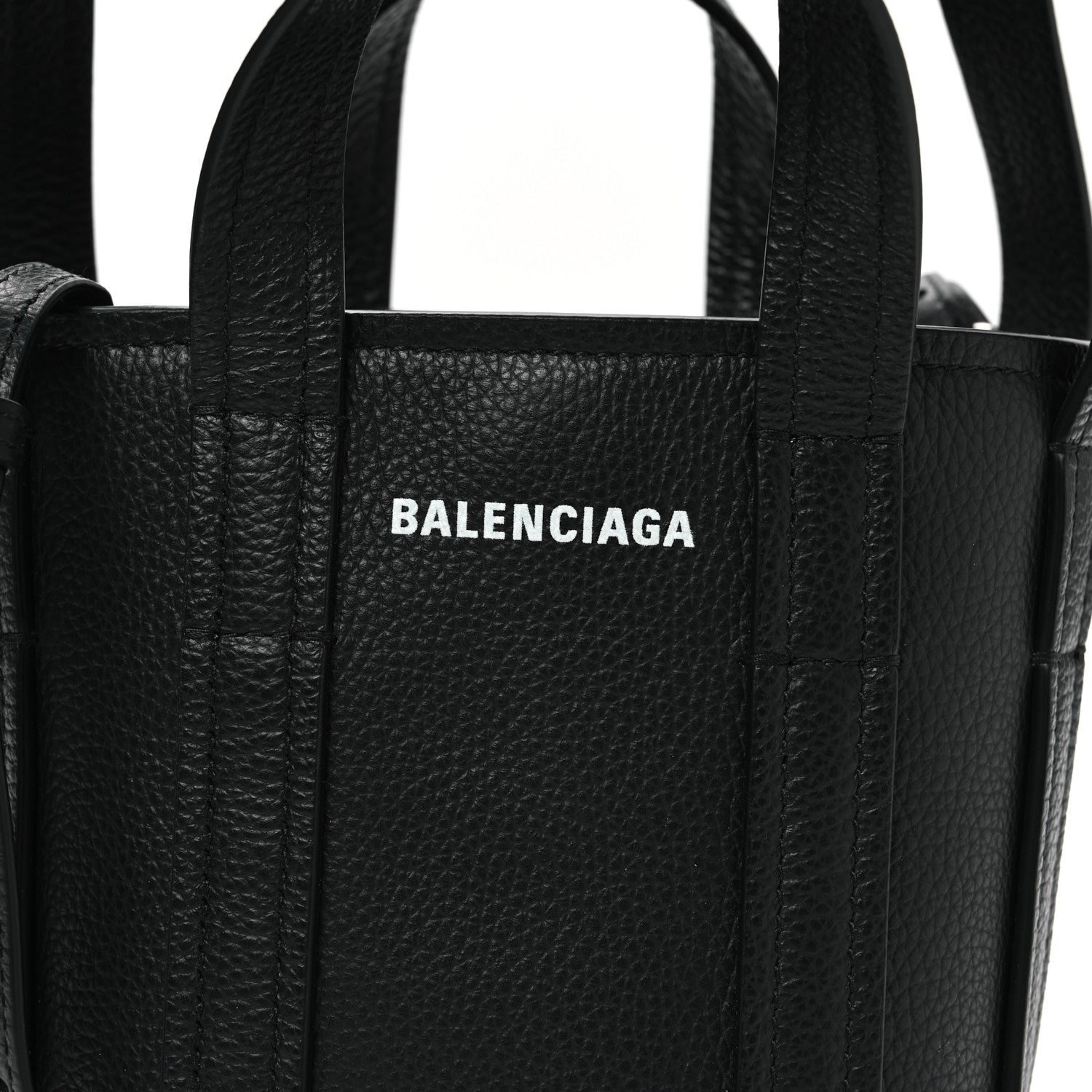 Grained Calfskin Mini 2.0 Everyday North South Shoulder Tote Bag Black