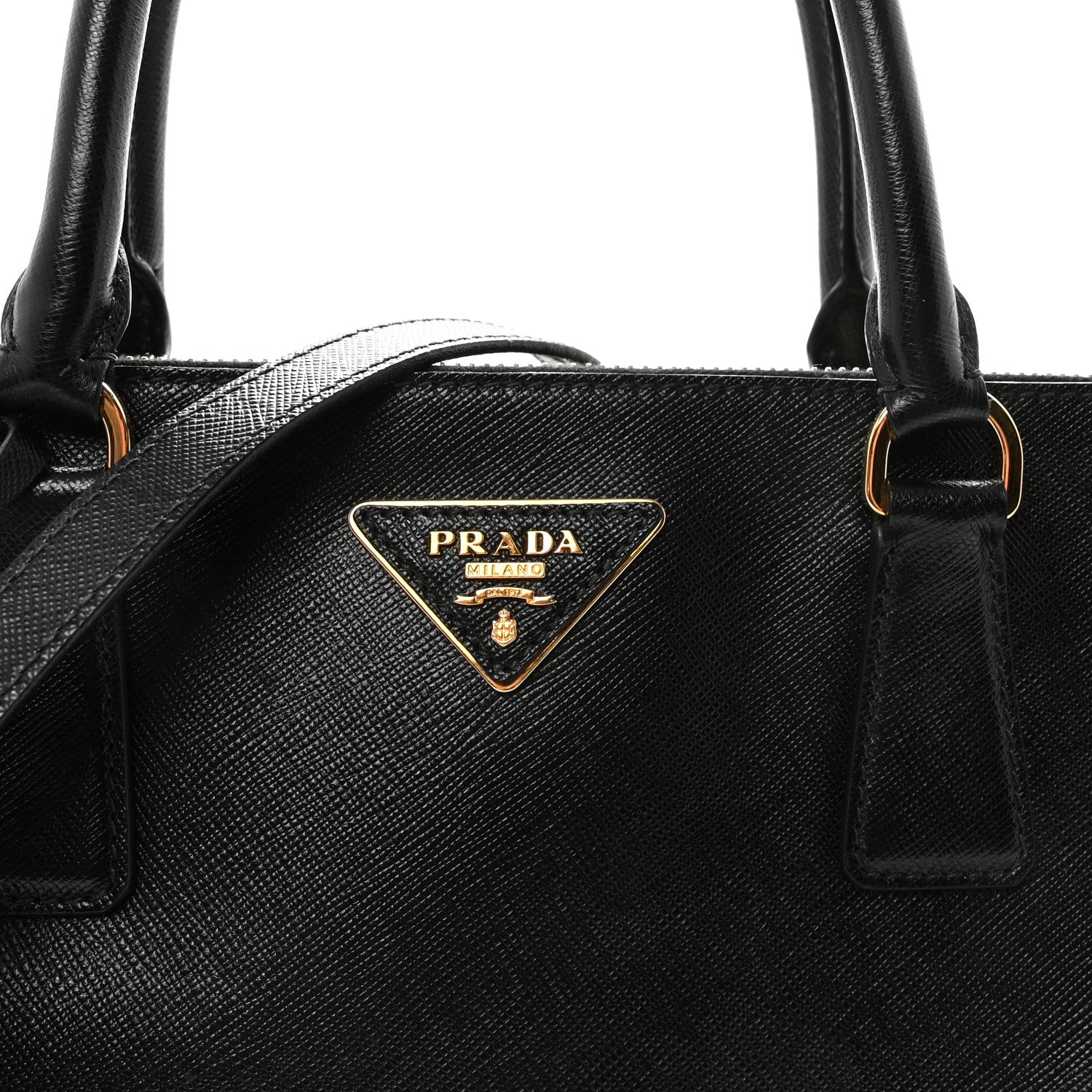Saffiano Lux Medium Galleria Double Zip Tote Black