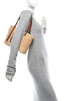 Raffia Small Square Basket Tote Bag Natural Tan