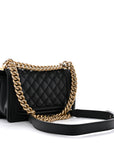 Caviar Quilted Small Boy Flap Black