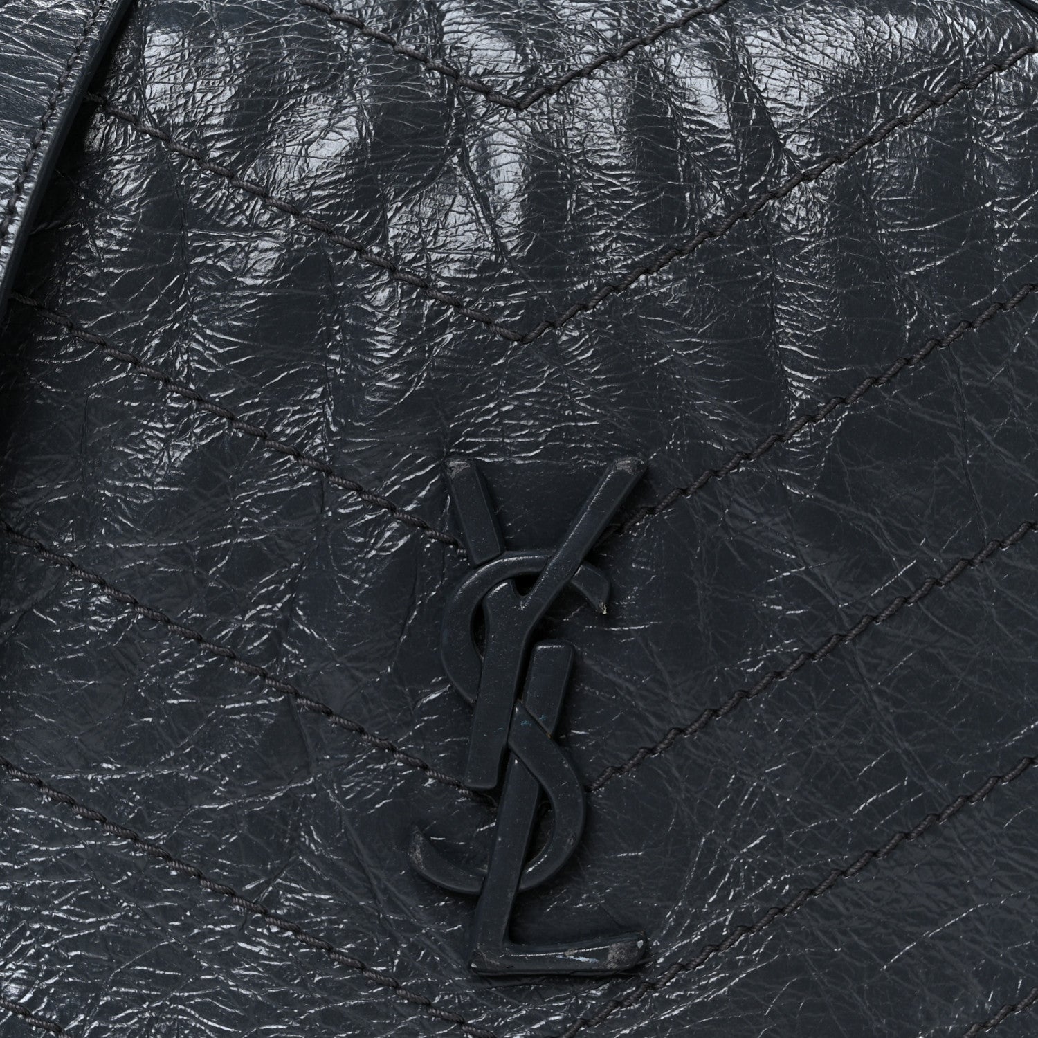 Crinkled Calfskin Matelasse Monogram Niki Chain Wallet Dark Smog