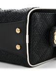Braided Raffia Calfskin Quilted Mini CHNL 25 Handbag Black White