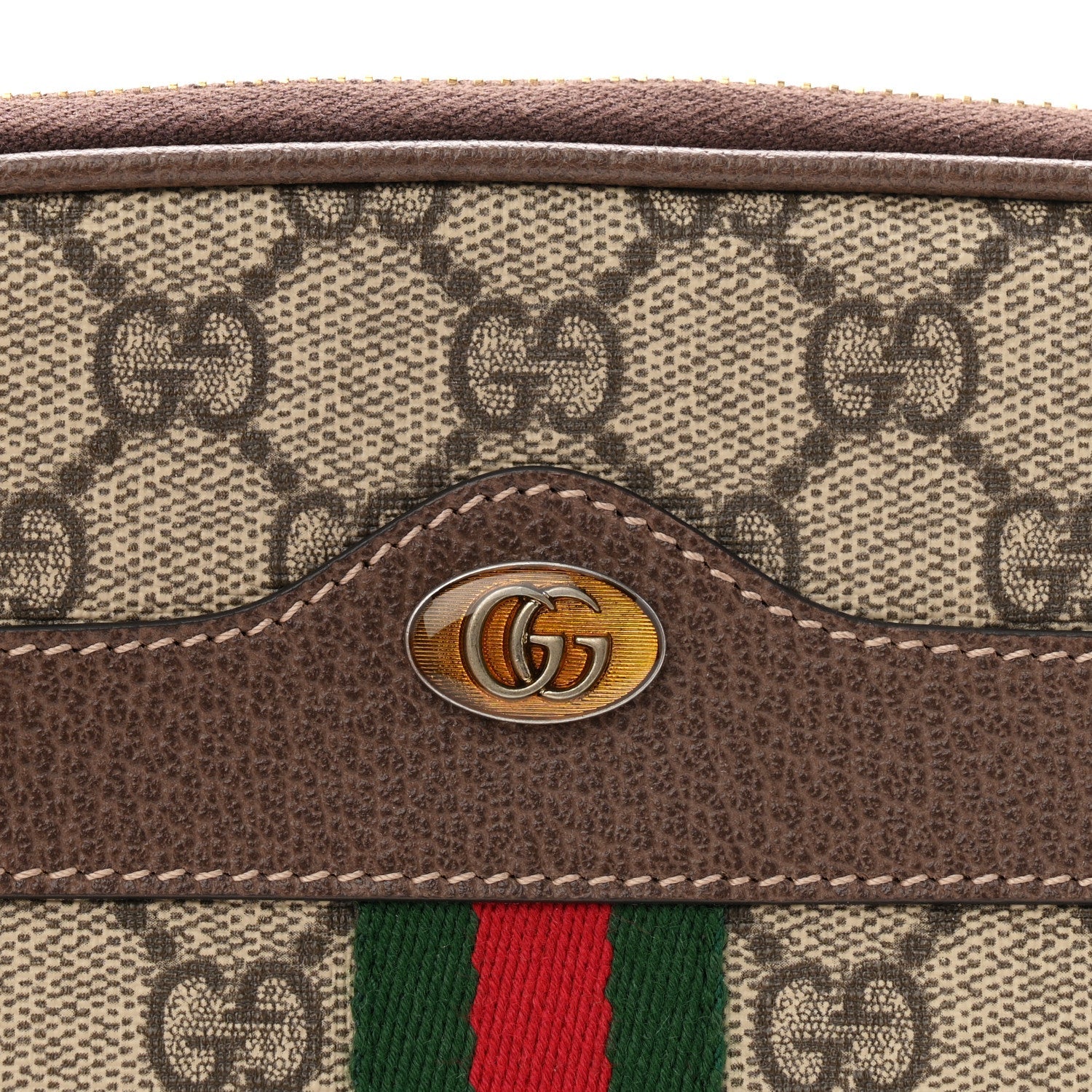 GG Supreme Monogram Ophidia Belted iPhone Case 95 38 Dark Brown