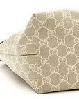 GG Supreme Monogram Textured Dollar Calfskin Web Medium Ophidia Shopping Tote Beige Mystic White Oatmeal