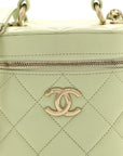 Lambskin Quilted Trendy Vanity Case Sea Green