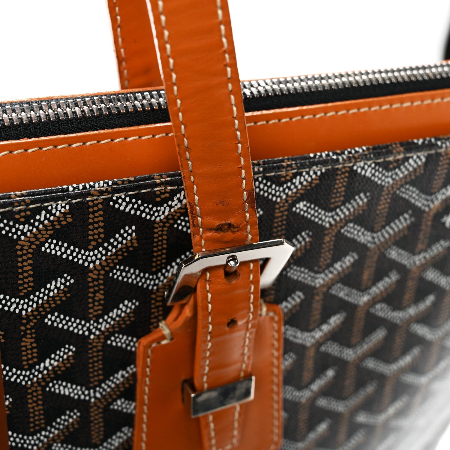 Goyardine Stripe Sac Marie Galante GM Black Gold