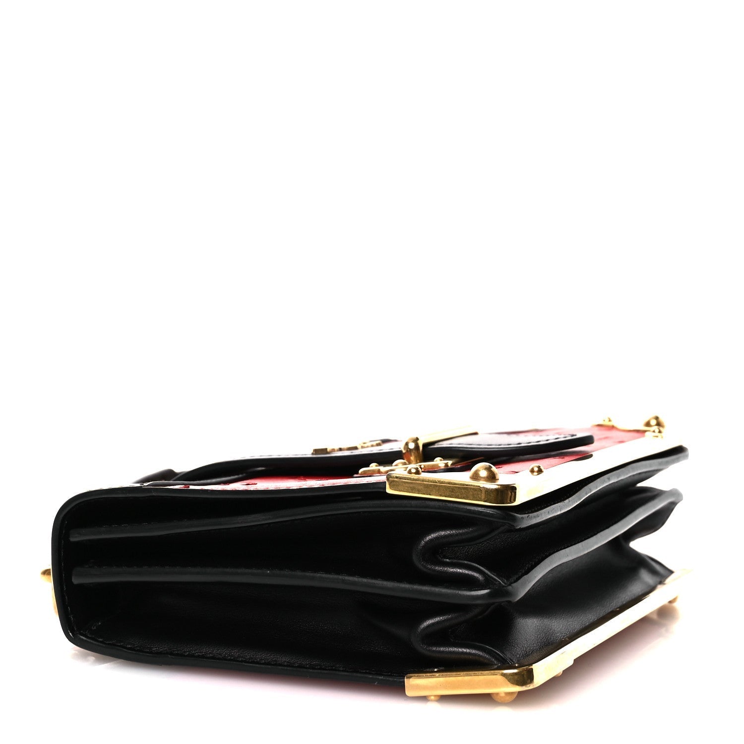 City Calfskin Ostrich Cahier Bag Fuoco Black