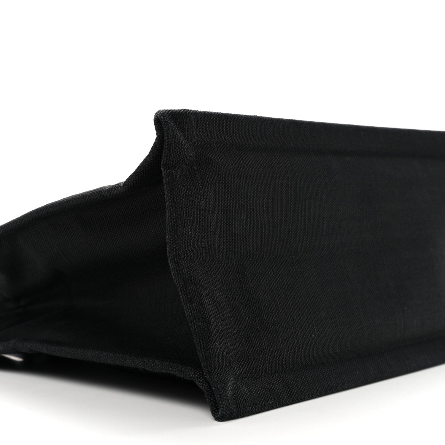 Raffia Linen Calfskin Small Rive Gauche Tote Black