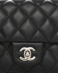 Calfskin Quilted CC Uniform Flap Belt Bag Black