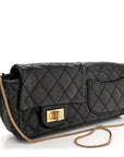 Glazed Calfskin Quilted Reissue Double Flap Clutch Black