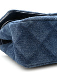 Printed Denim Quilted Small Double Flap Blue
