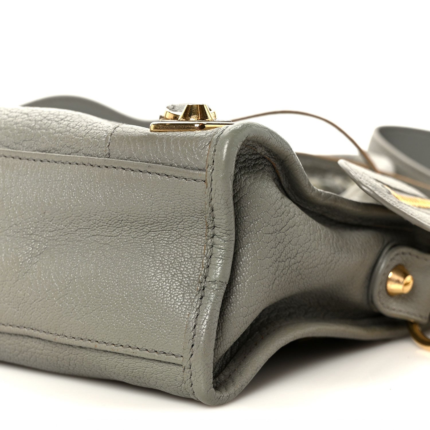 Chevre Gold Metallic Edge Hardware Mini City Gris Taupe